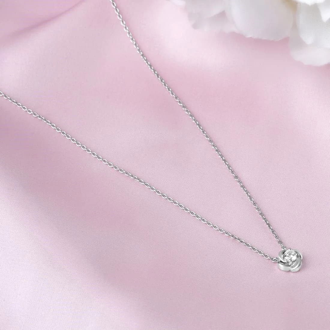 Women's Minimalist Rose Rhodium Plated 925 Sterling Silver Pendant