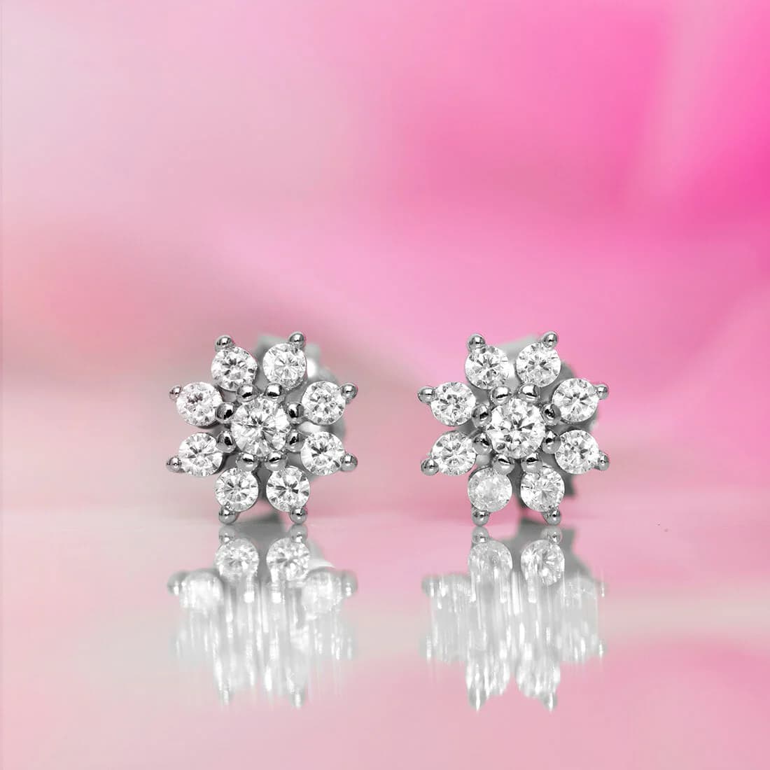 Women's Stellar Nakshatra Floral Silver Earrings - Valentines Edition with Gift Box