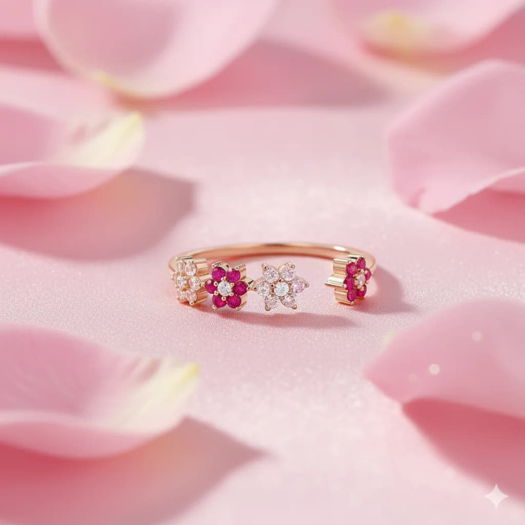 Women's The Sweetest Garden Rose Gold Adjustable Plated Ring