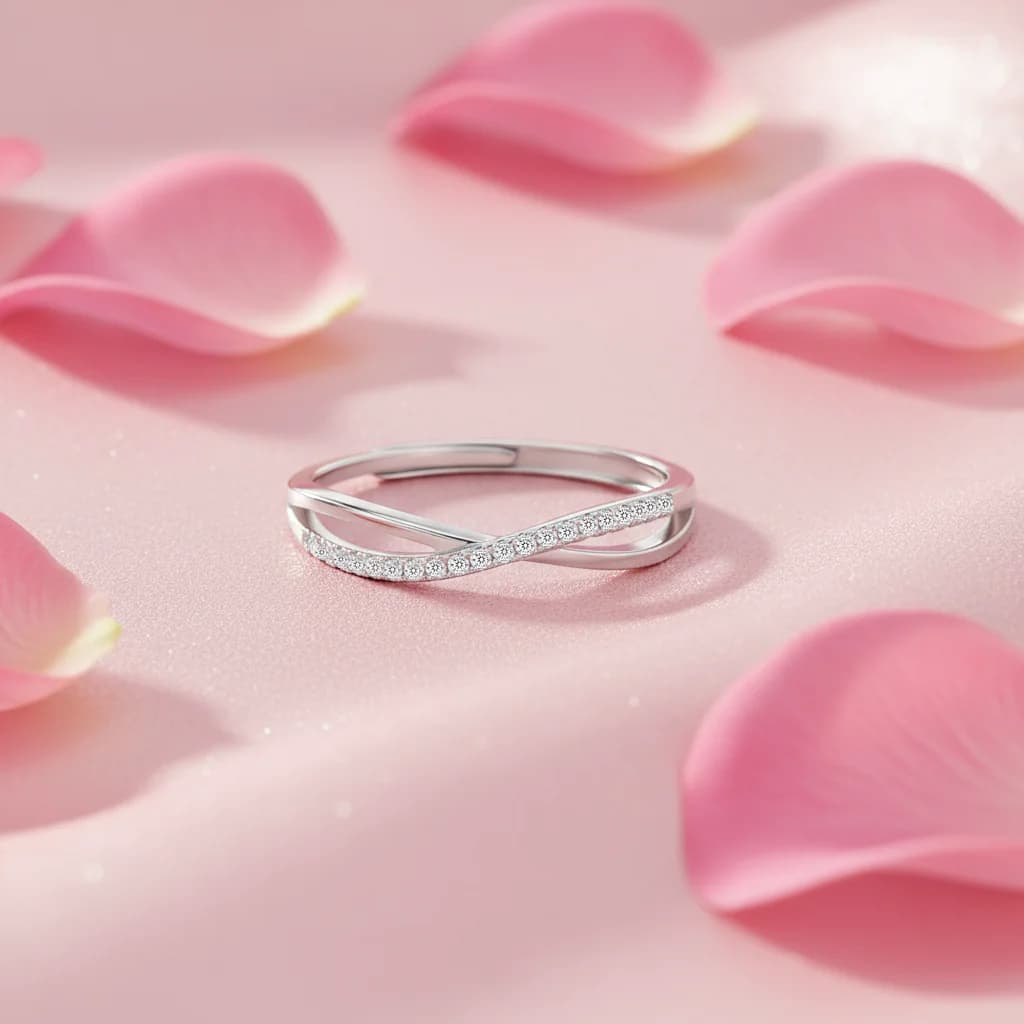 Women's Silver Infinite Sparkle Adjustable Rhodium Plated Adjustable Ring