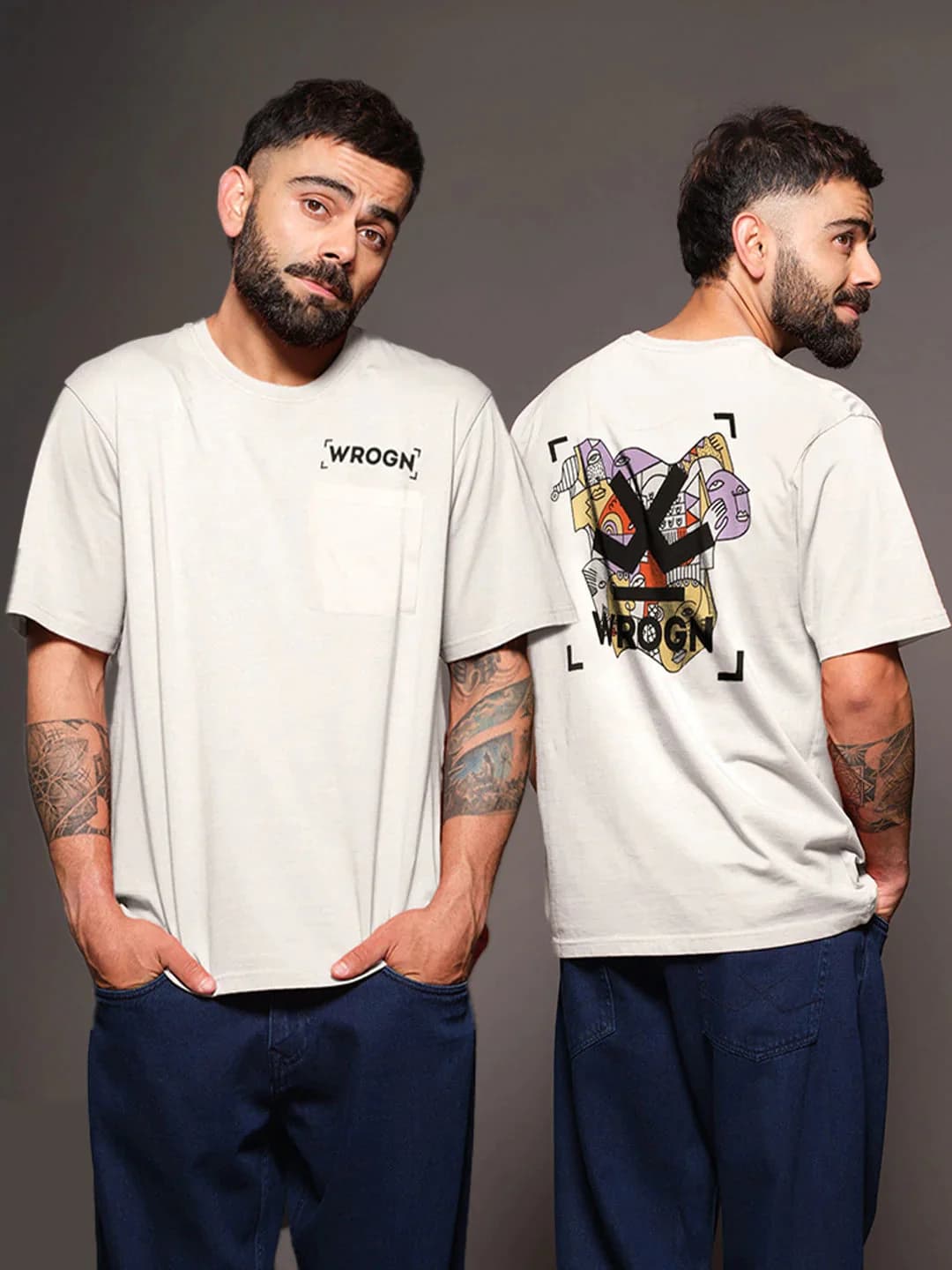 Men's White Heavy GSM Back Printed Tshirt