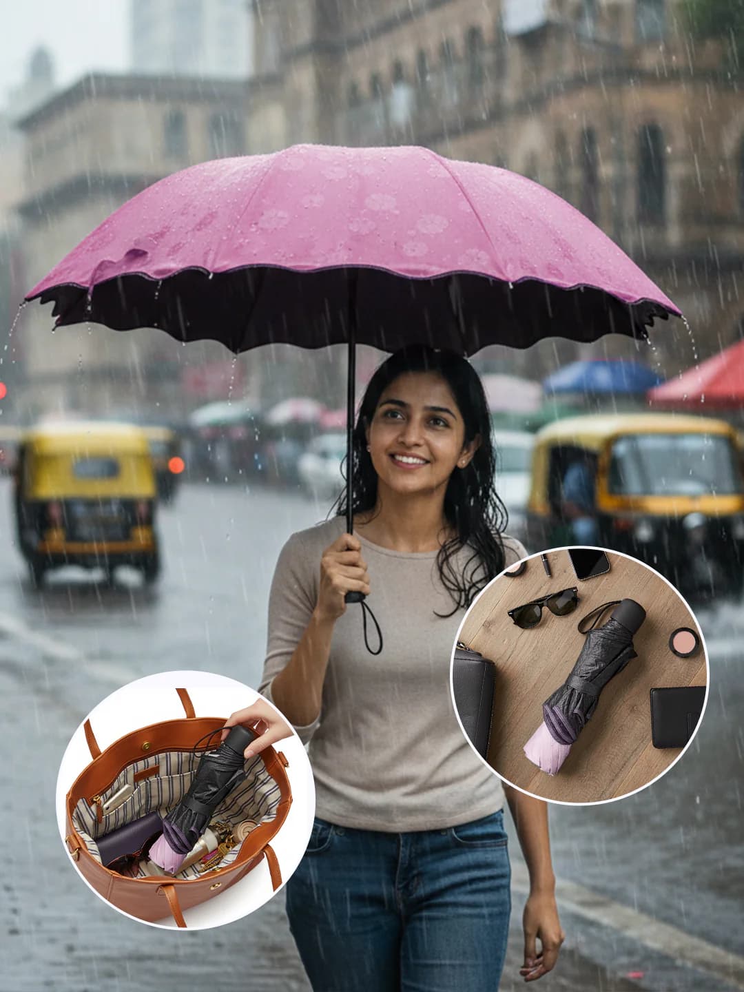 Blush Pink Magic Umbrella Colour Changing Water Resistance