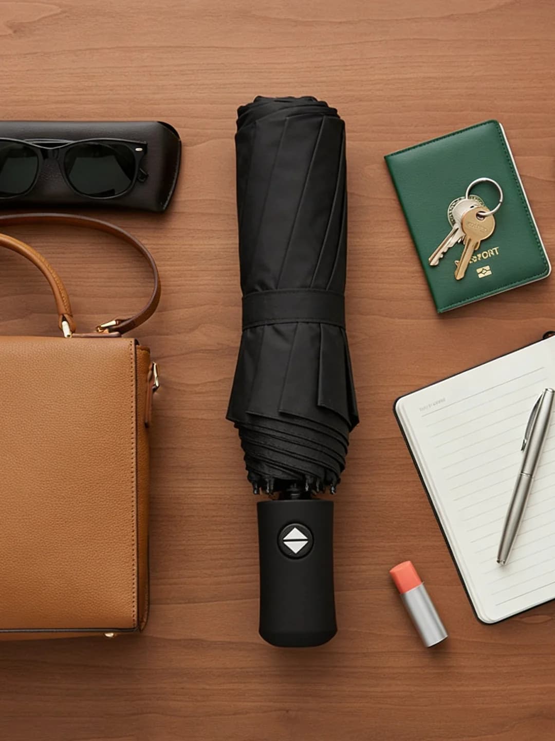 Carbon Black Auto Open Close Torch Umbrella UV Protected & Water Resistance