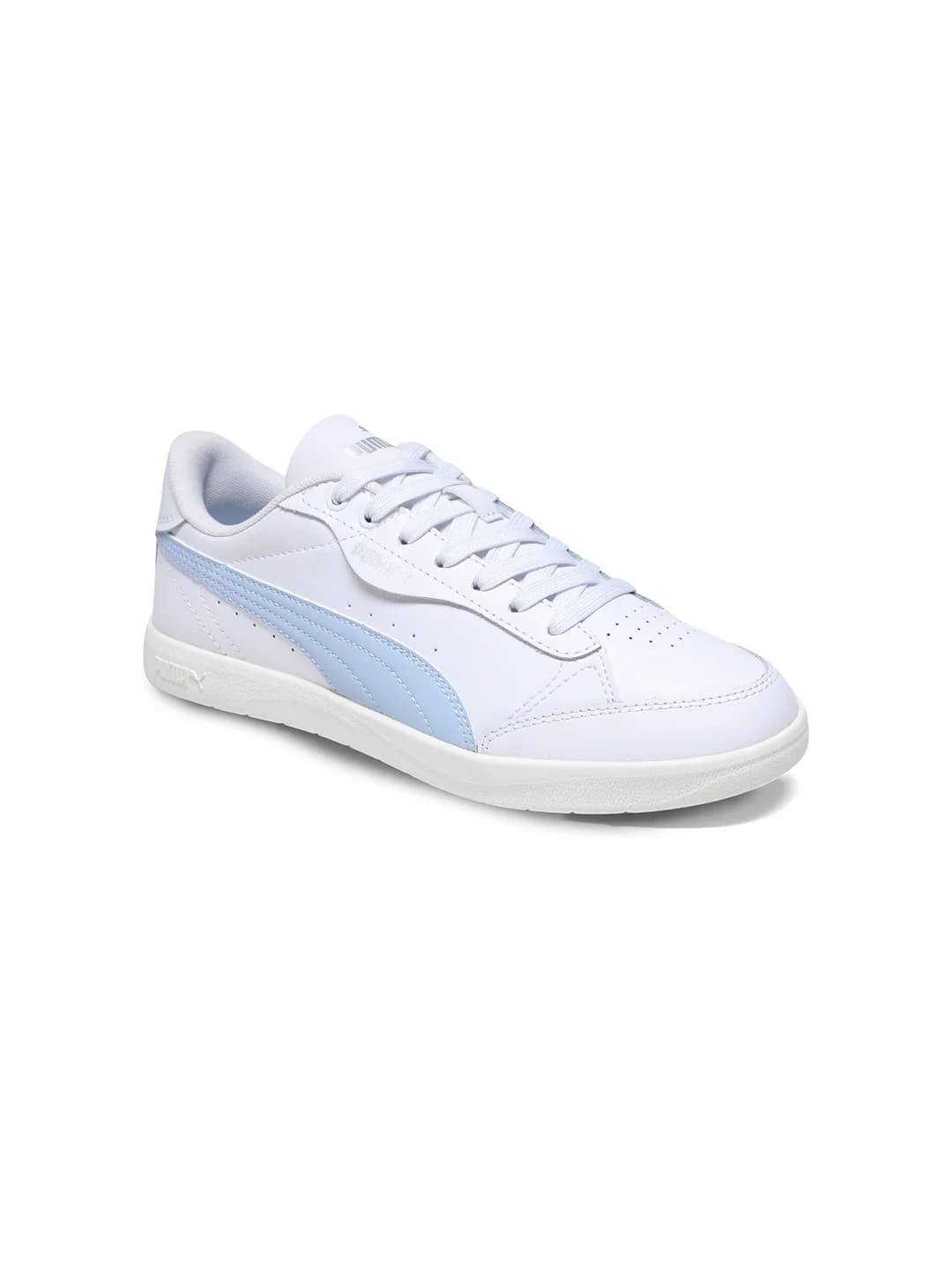 Women White Round Toe Leather Low-Top Vikky Star Cushion Sneakers