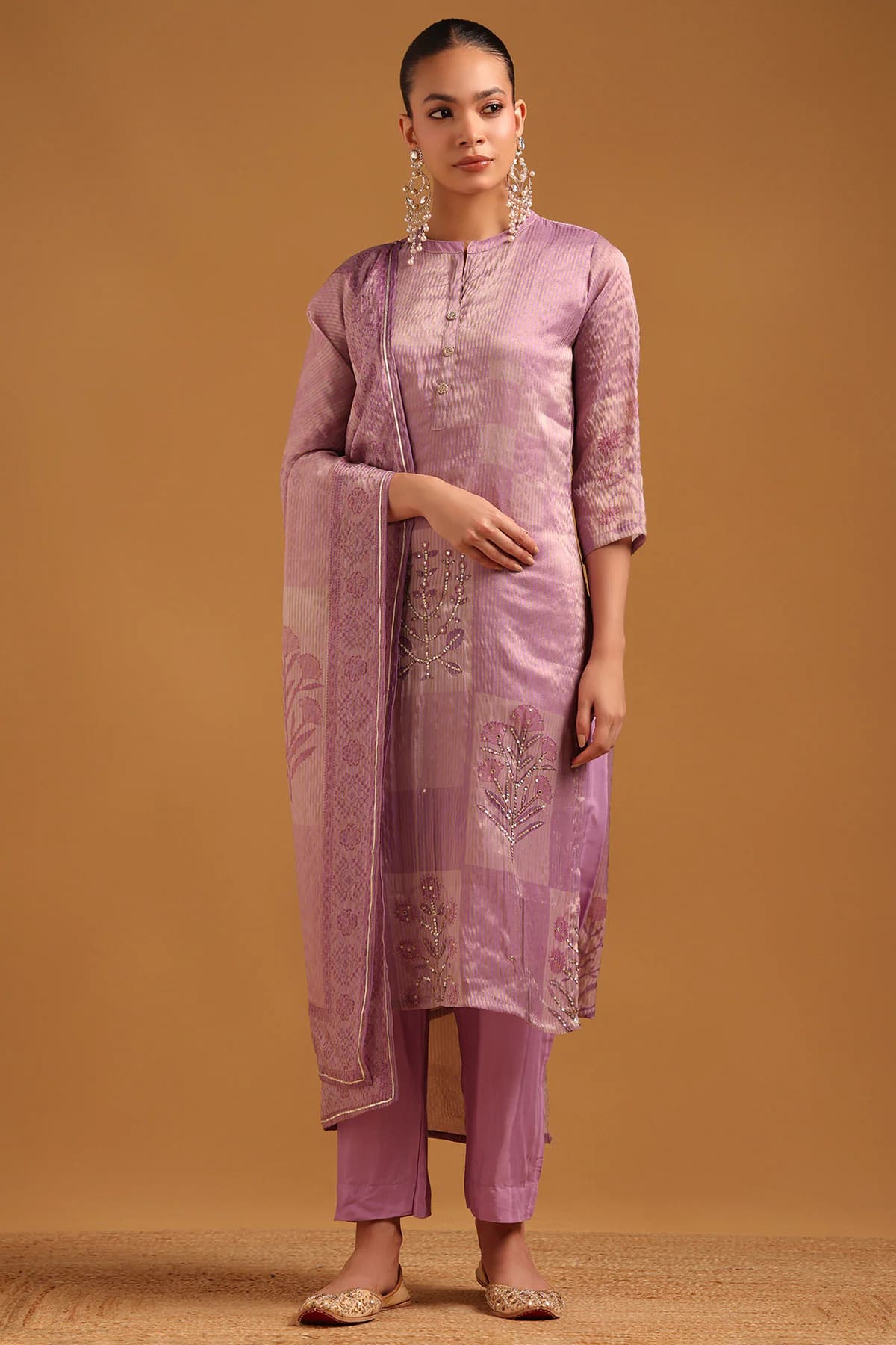 Women's Purple Festive Embroidered Salwar Suit With Dupatta