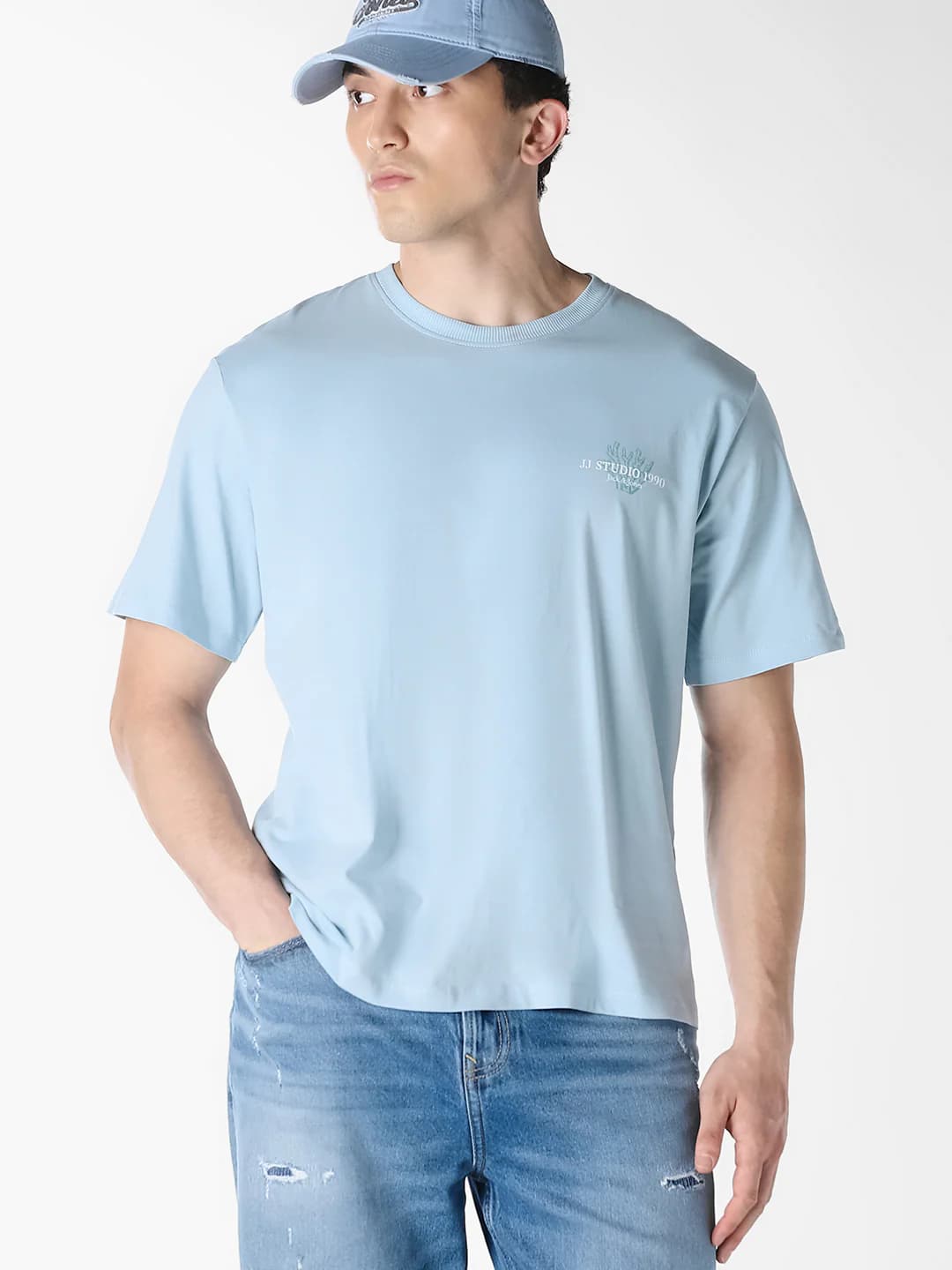 Men's Light Blue Crew Neck T-shirt