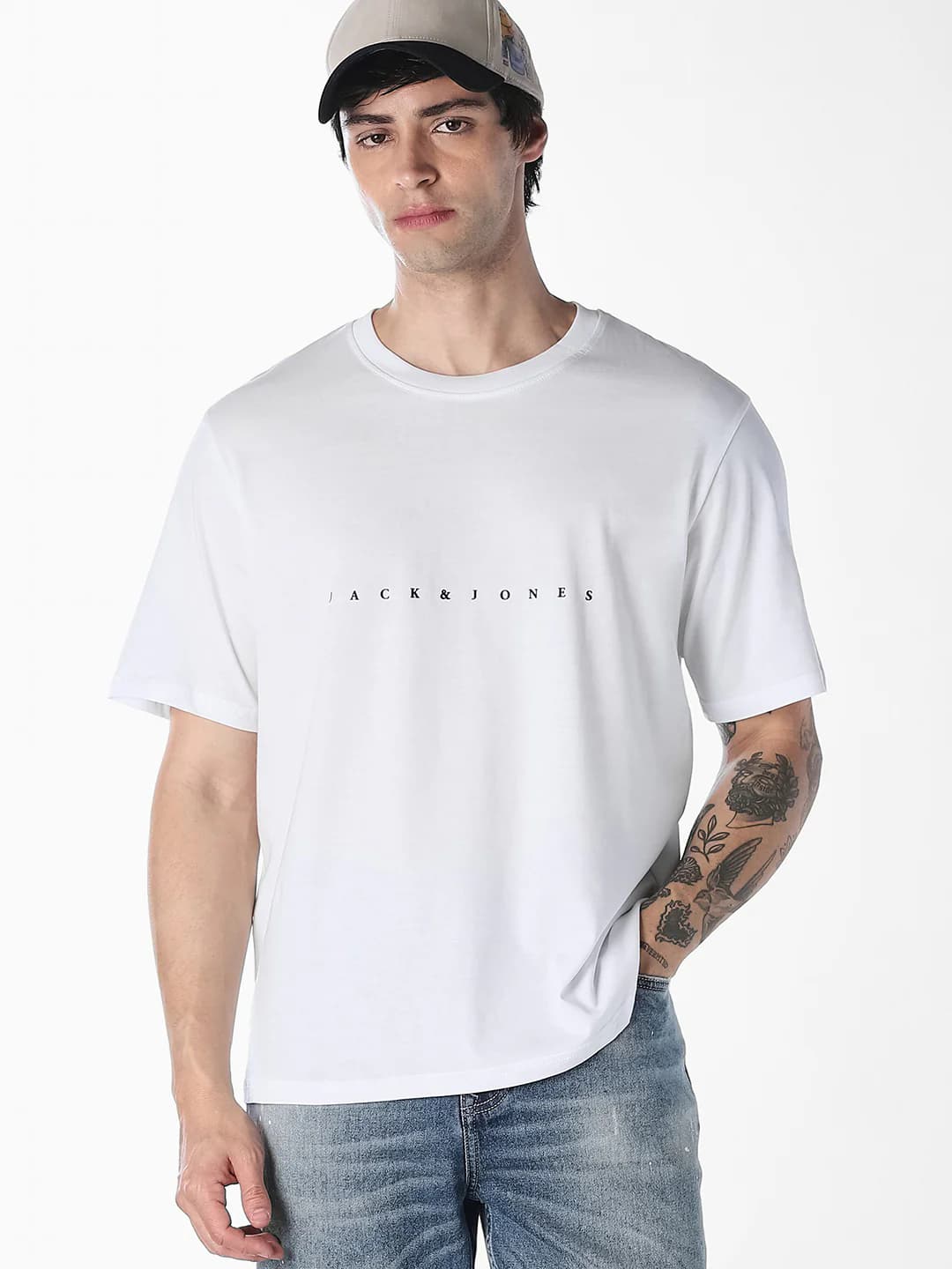 Men's White Boxy Fit T-shirt