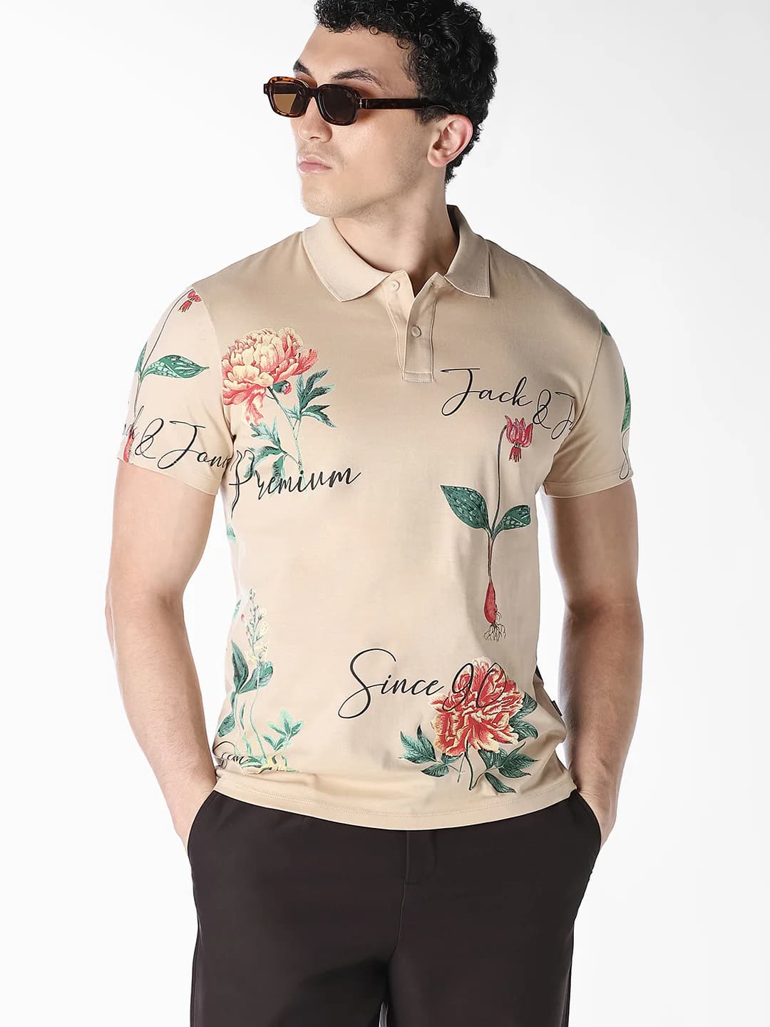 Men's Printed Cotton Regular Fit Polo Tshirt
