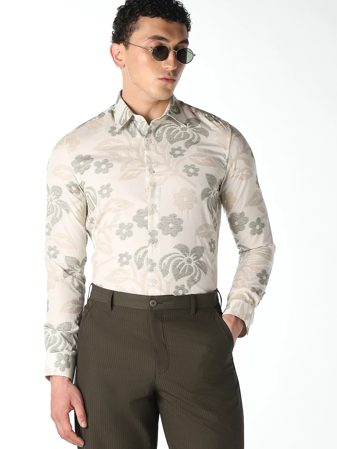 Men's Floral Print Slim Fit Shirt