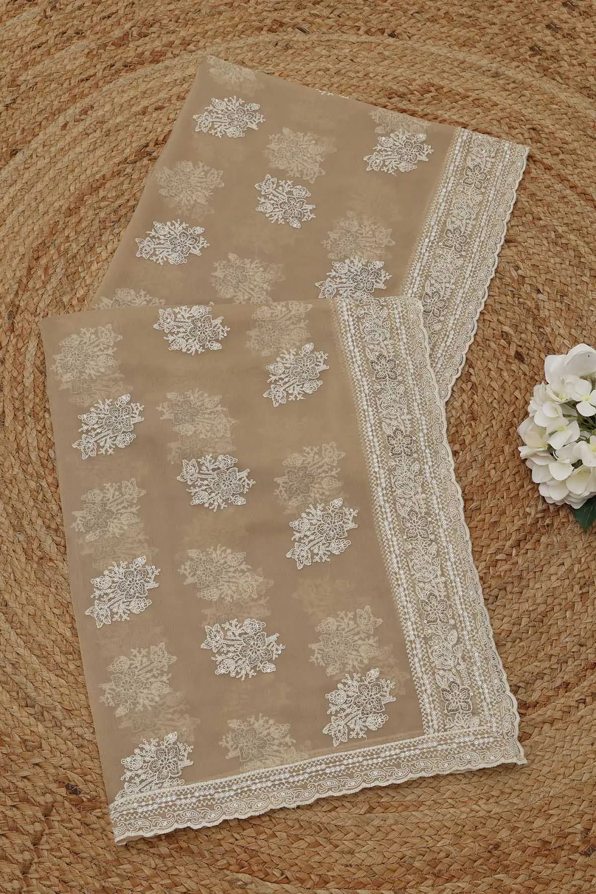Women's Beige Festive Floral Dupatta