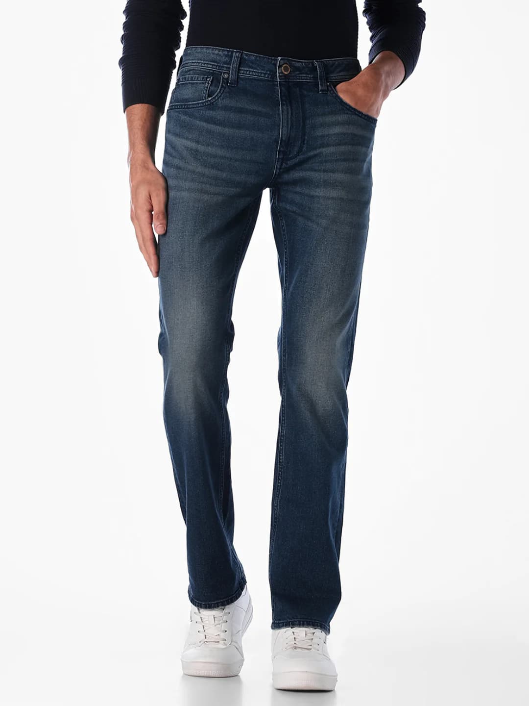 Men's Blue Casual Regular Fit Low Rise Jeans