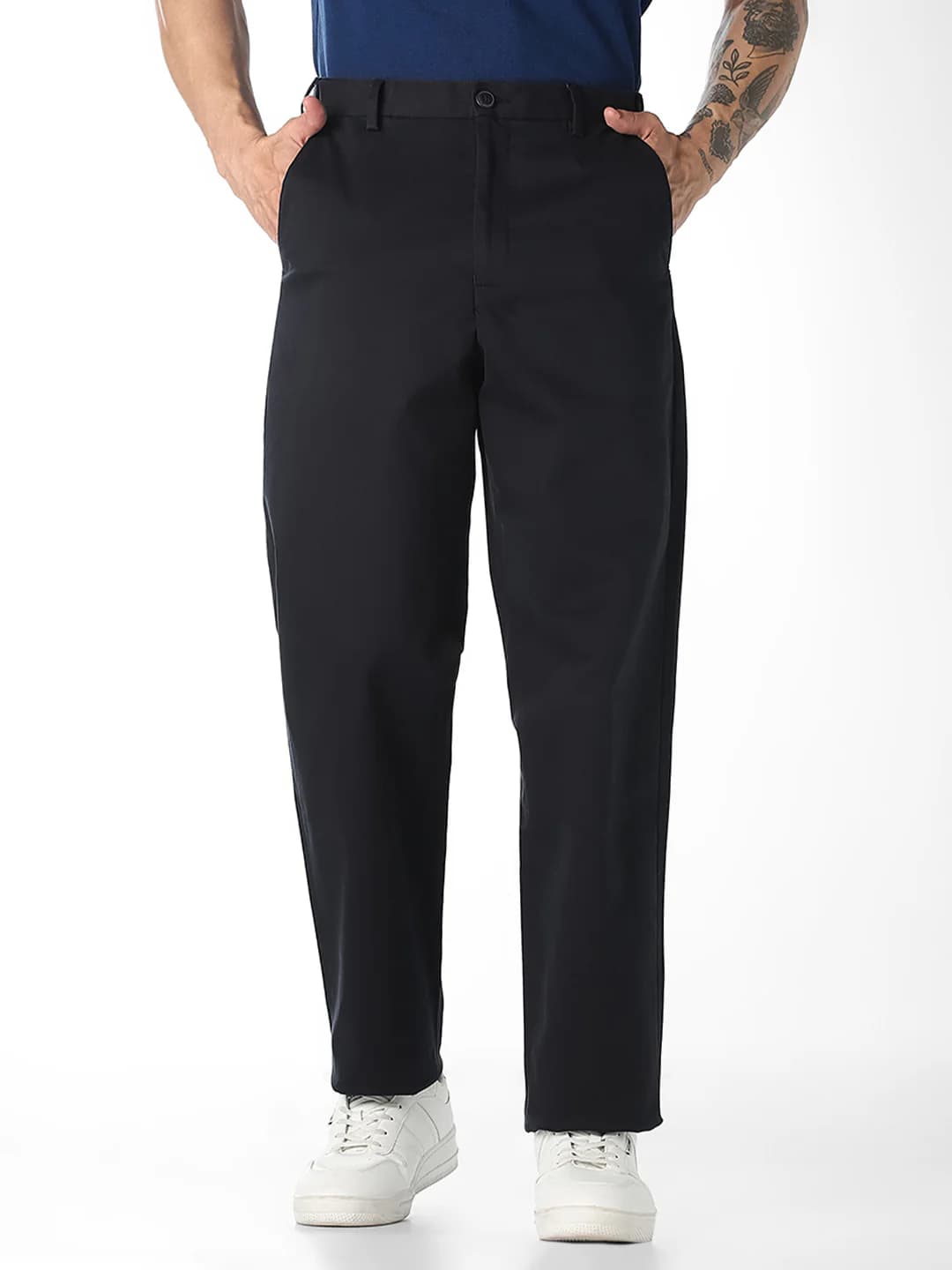 Men's Navy Formal Slim Fit Low Rise Trouser