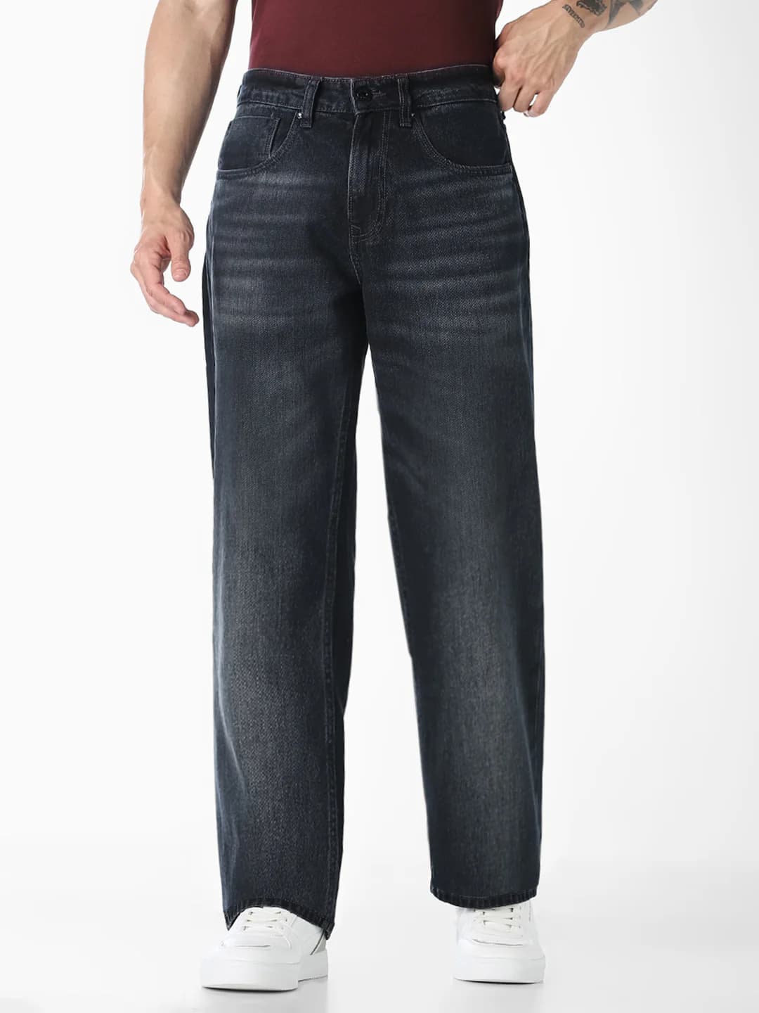 Men's Blue Casual Bootcut Low Rise 5 Pocket Jeans