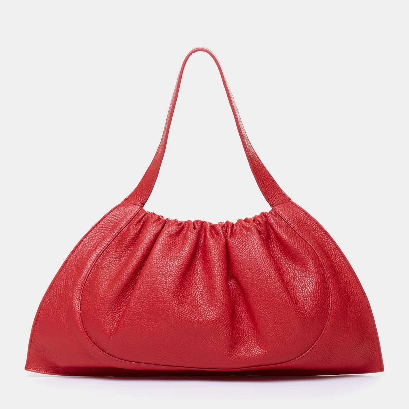 Women's Red Solid Leather Ana Tote Large Pebble Crossbody Bag