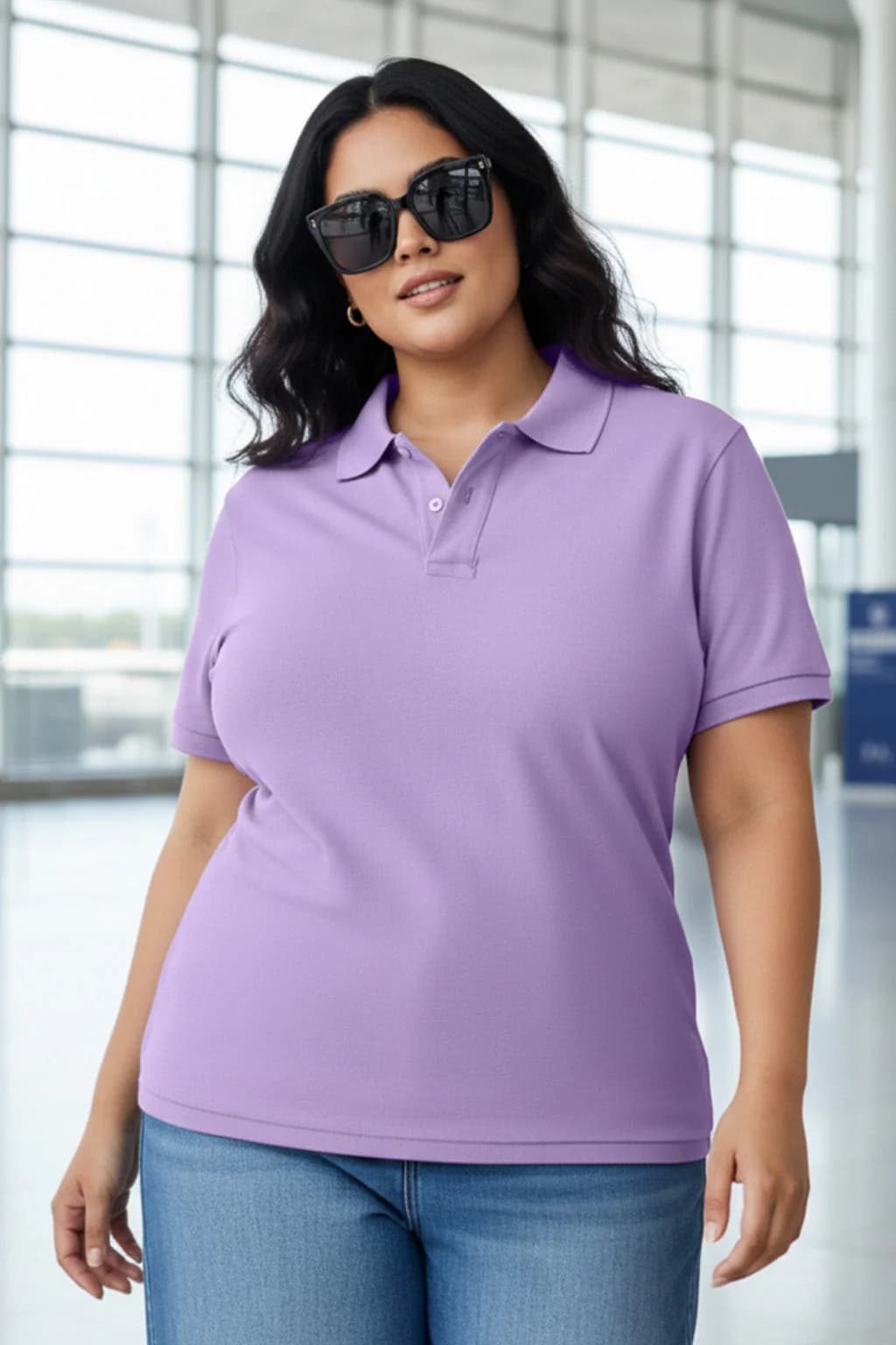 Women's Purple Casual Printed Oversized Fit Plus Size Tshirt
