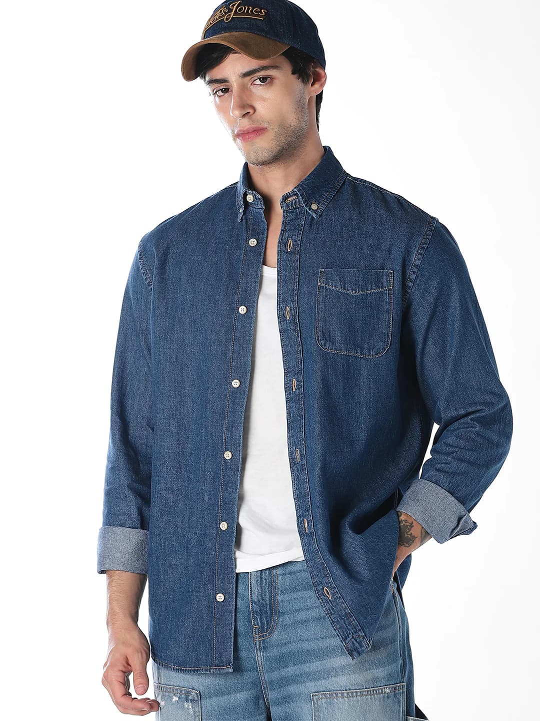 Men's Blue Casual Regular Fit Cotton Full Sleeves Solid Shirt