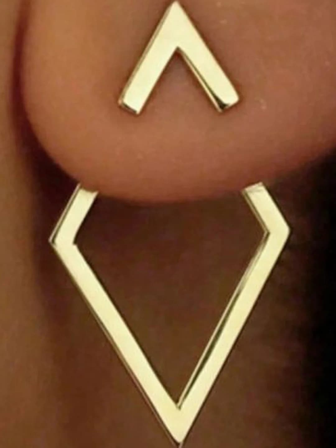 Women's Gold Diamond Shaped Studs
