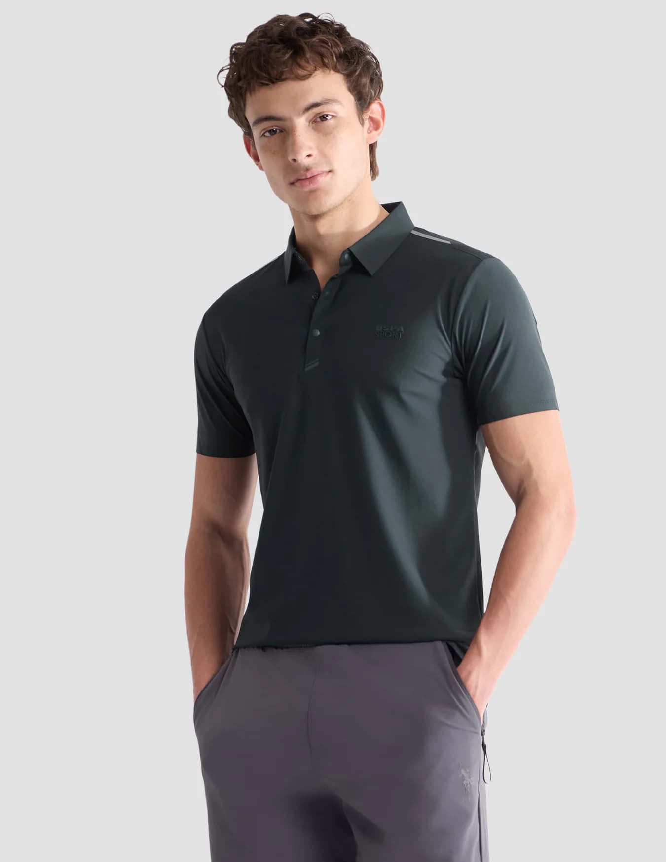 Men's Green Casual Half Sleeves Solid Slim Fit Active Polo Tshirt