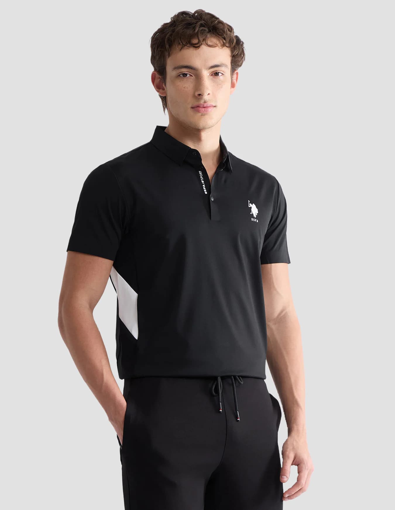 Men's Black Casual Half Sleeves Solid Slim Fit Active Polo Tshirt
