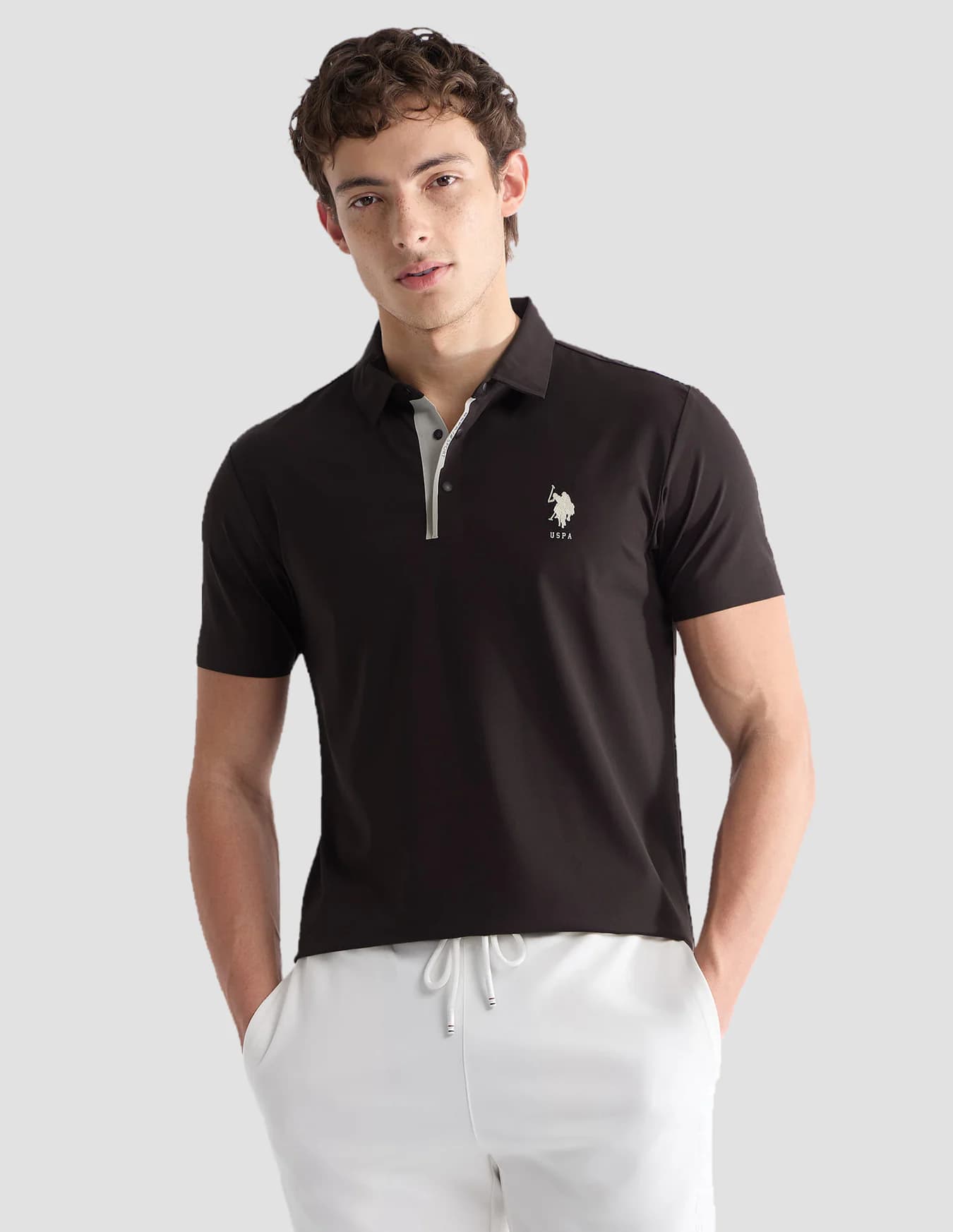 Men's Brown Casual Half Sleeves Solid Slim Fit Active Polo Tshirt