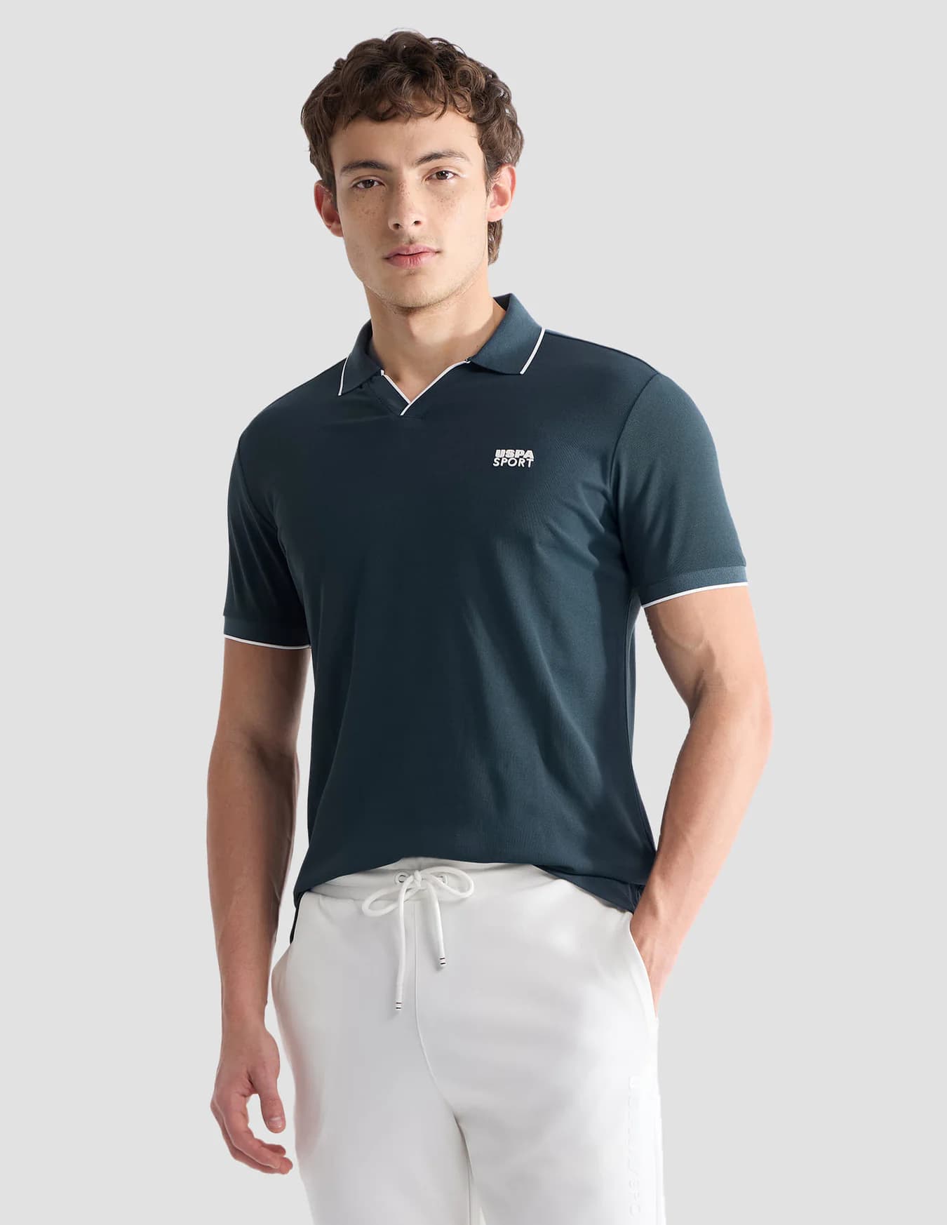 Men's Blue Casual Half Sleeves Solid Slim Fit Active Polo Tshirt