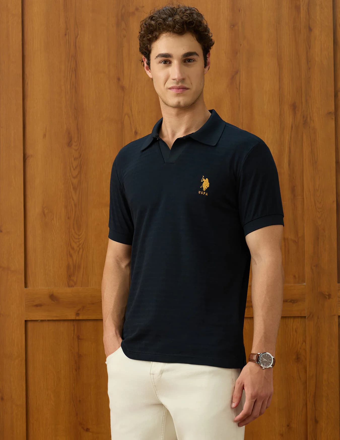 Men's Navy Casual Half Sleeves Slim Fit Elvenado Polo Tshirt