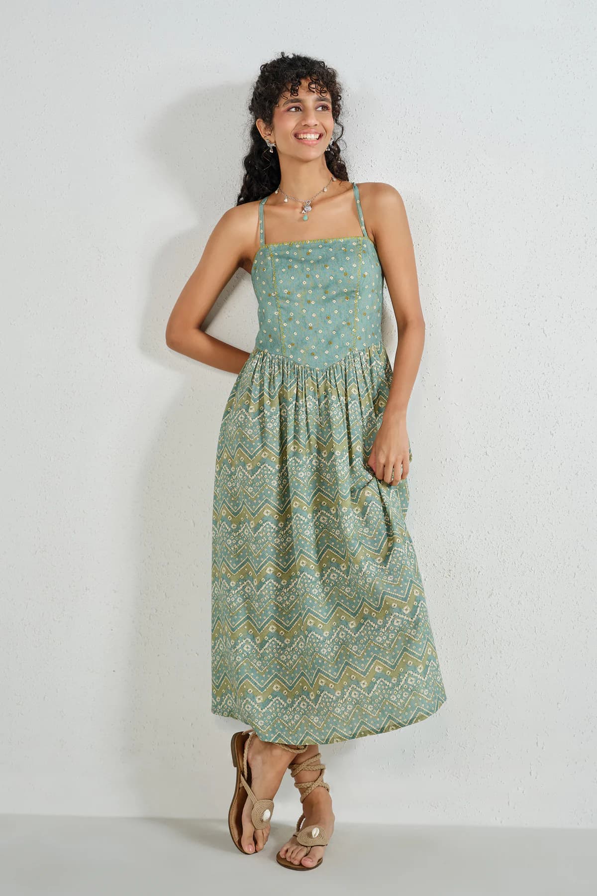 Women's Blue Casual Sleeveless Printed Dress