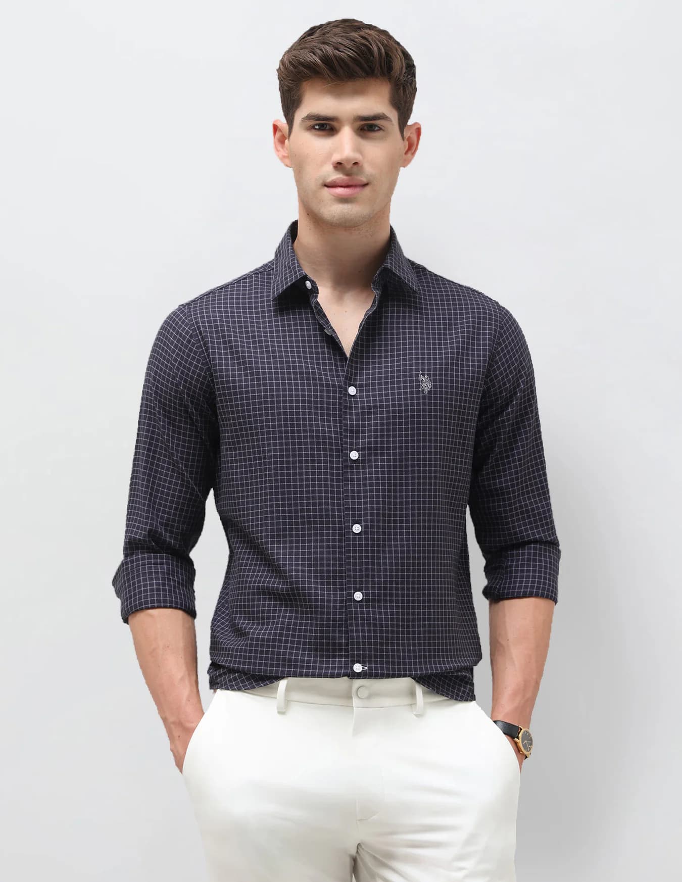 Men's Purple Casual Regular Fit Full Sleeves Cutaway Collar Shirt