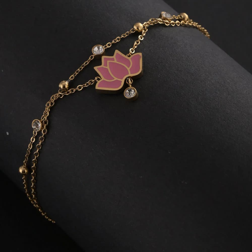 Women's Gold Water Lily Anklet Waterproof and Anti-Tarnish