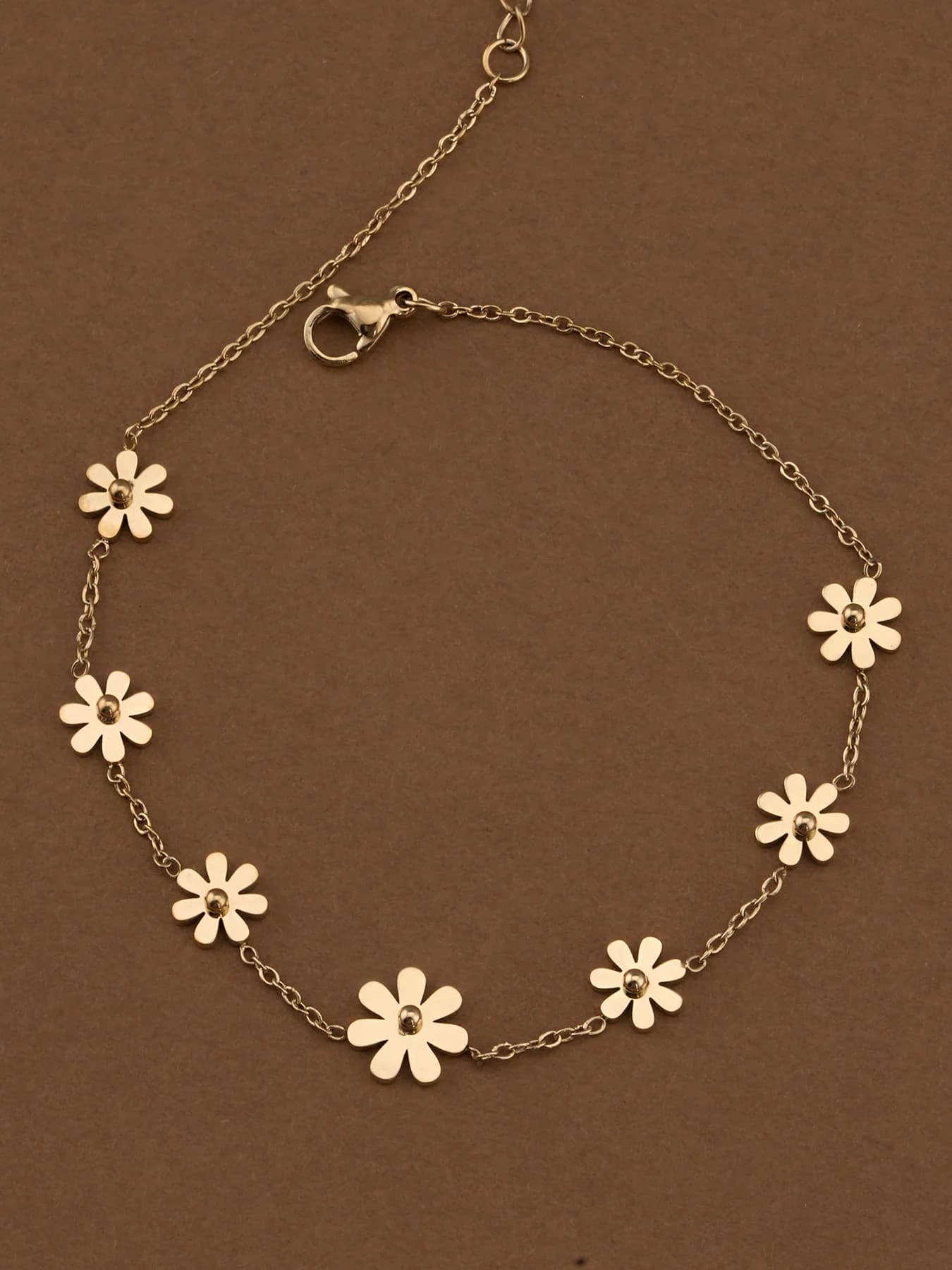 Women's Gold Floral Finesse Anklet Waterproof and Anti-Tarnish
