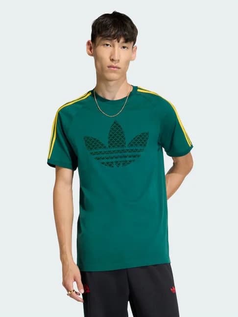 Men's Green Casual Regular Fit Half Sleeves Striped Tshirt