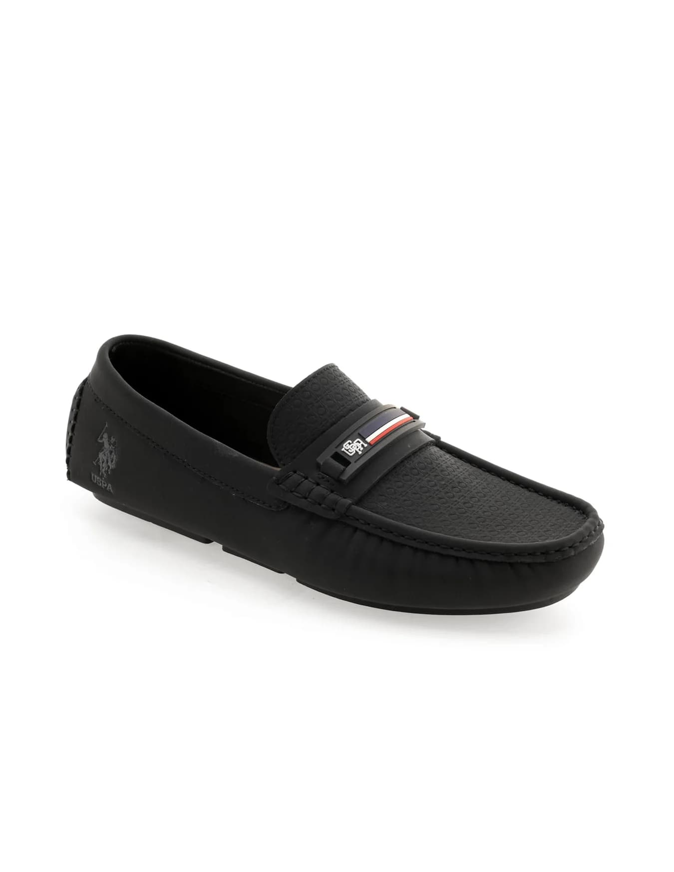 Men's Black Teno Textured Casual Loafers
