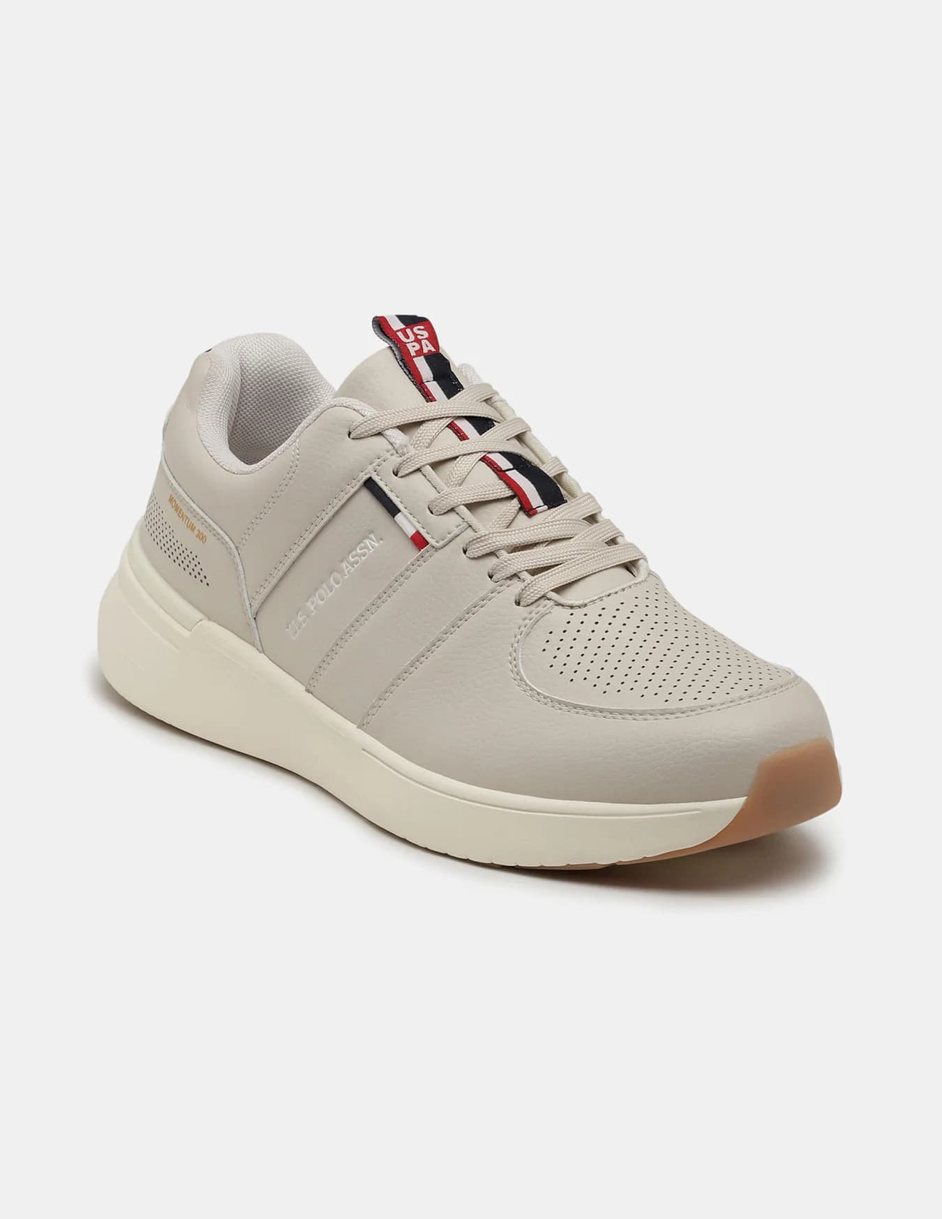 Men's Beige Round Toe Lace Ups Motum 300 Casual Sneakers