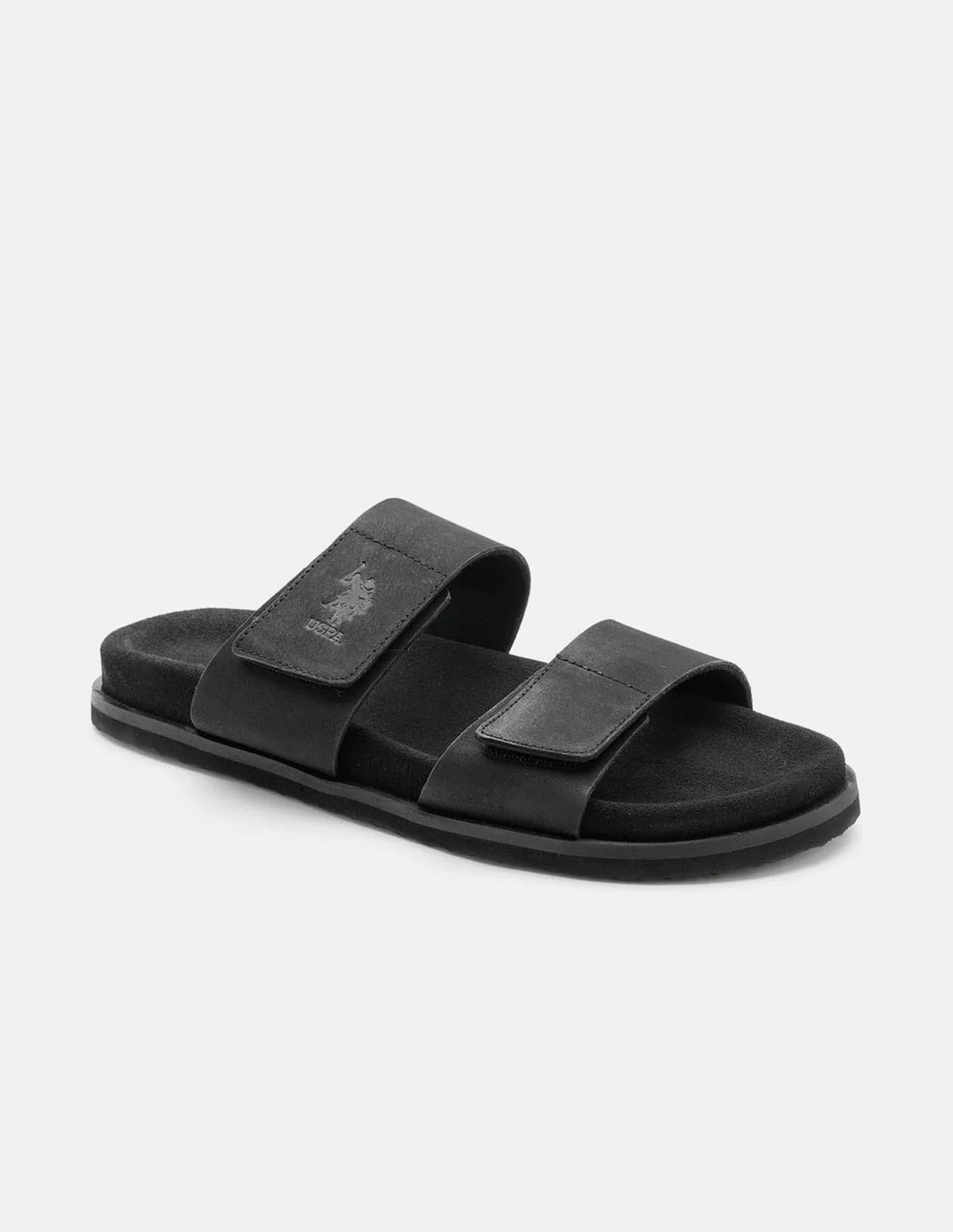 Men's Black Griz Velcro Casual Slides