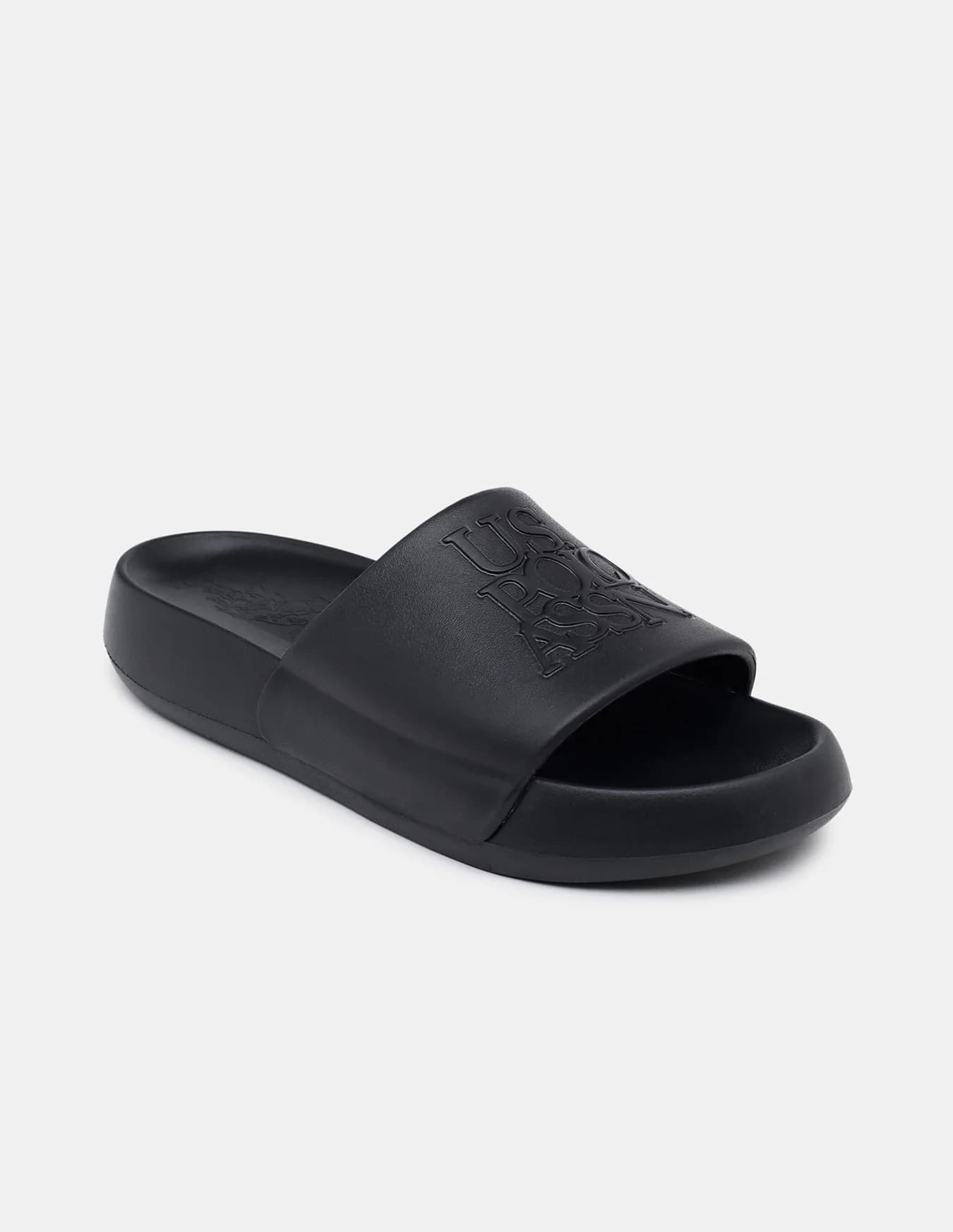 Men's Black Brand Embossed Luna Casual Slides