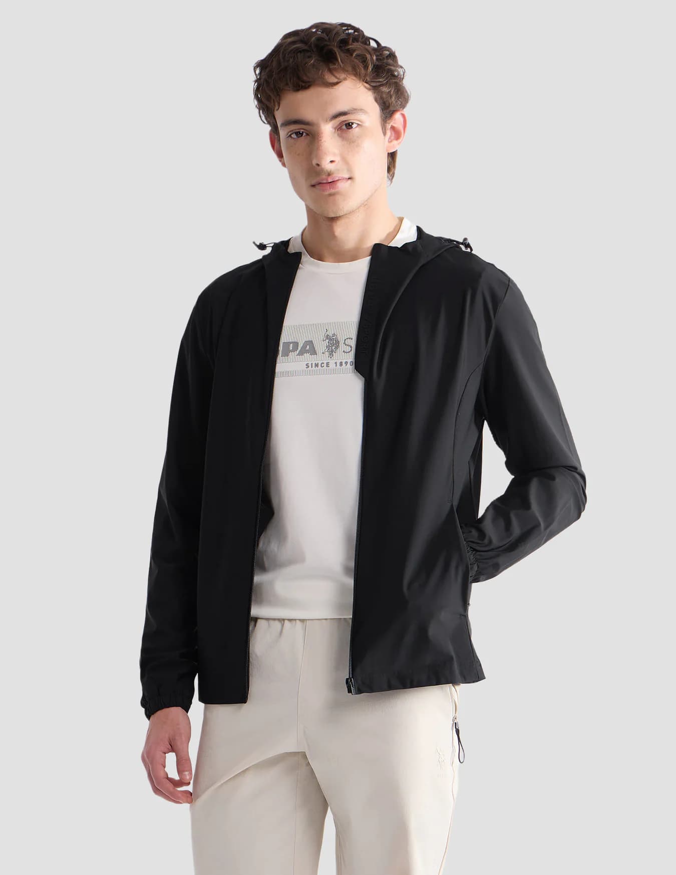 Men's Black Sports Slim Fit Solid Full Sleeves Jacket