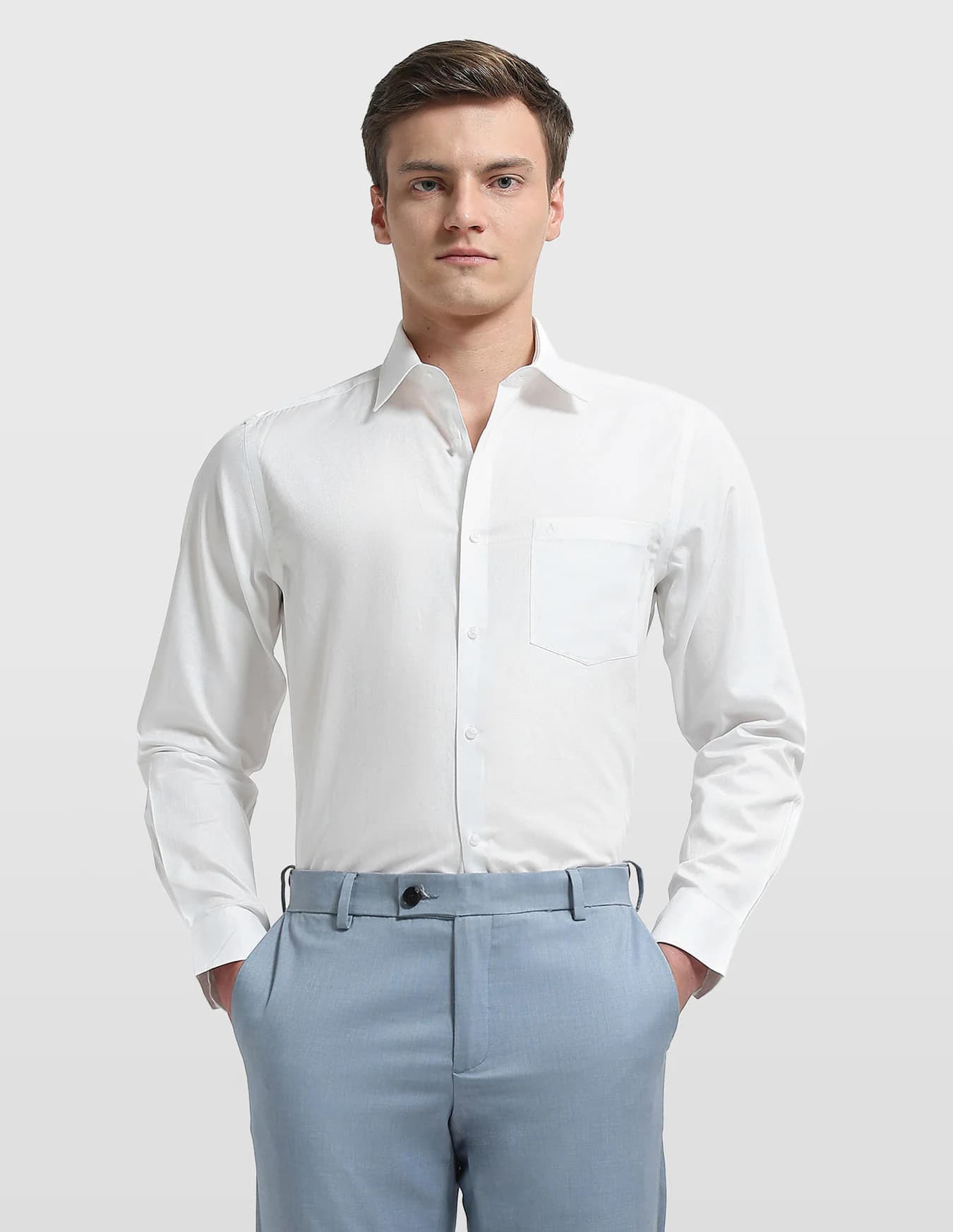 Men's White Formal Regular Fit Full Sleeves Self-Design Shirt