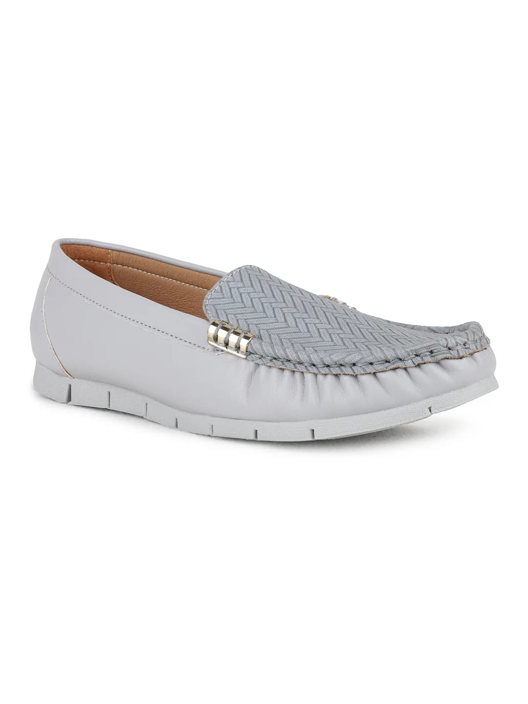 Women's Grey Casual Solid Flats Loafers