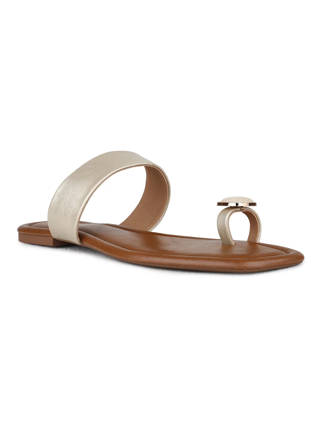 Women's Gold Casual Solid Toe Ring Sandals