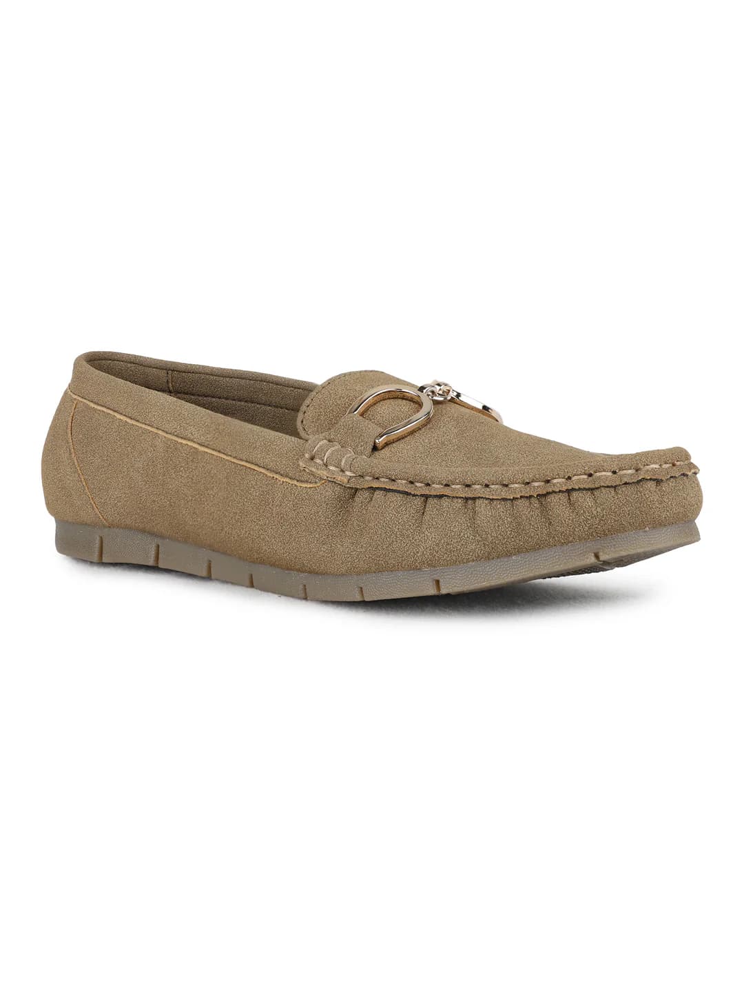 Women's Green Casual Solid Flats Loafers