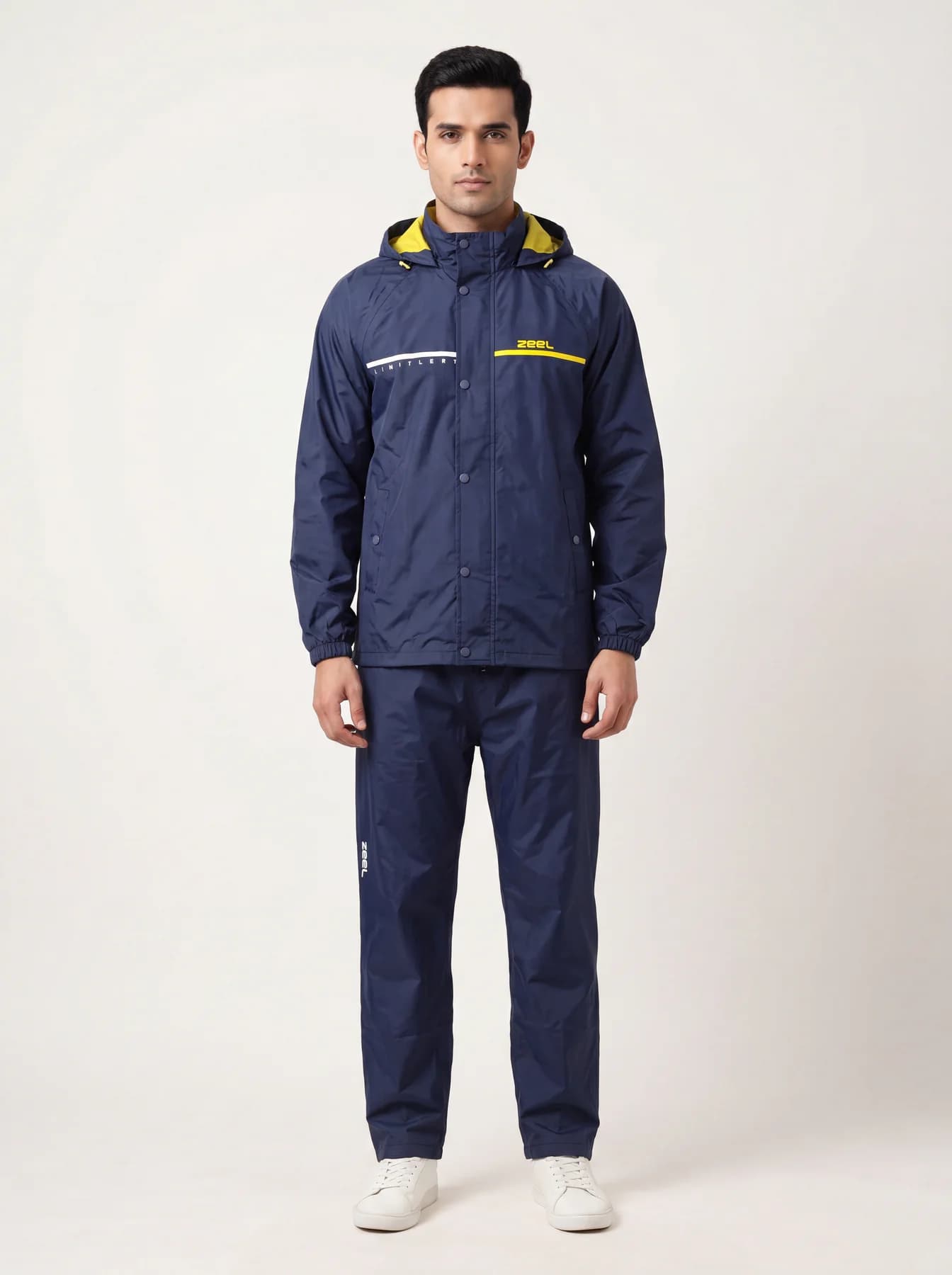 Men's Navy Regular Fit Full Sleeves Solid Rainsuit