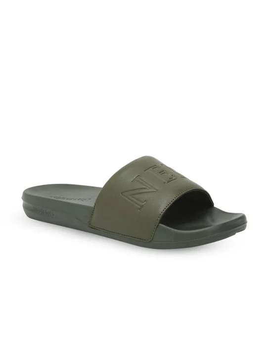 Men's Green Casual Flat Knitted Round Toe Slides