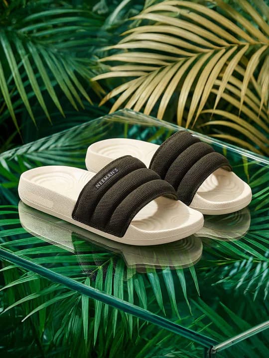Unisex Green Casual Flat Knitted Round Toe Slides