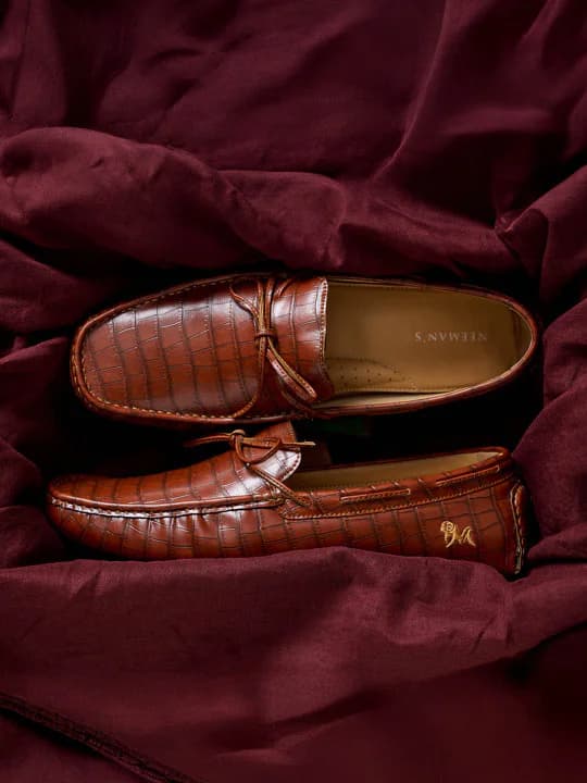 Men's Tan Casual Flat Knitted Round Toe Loafers