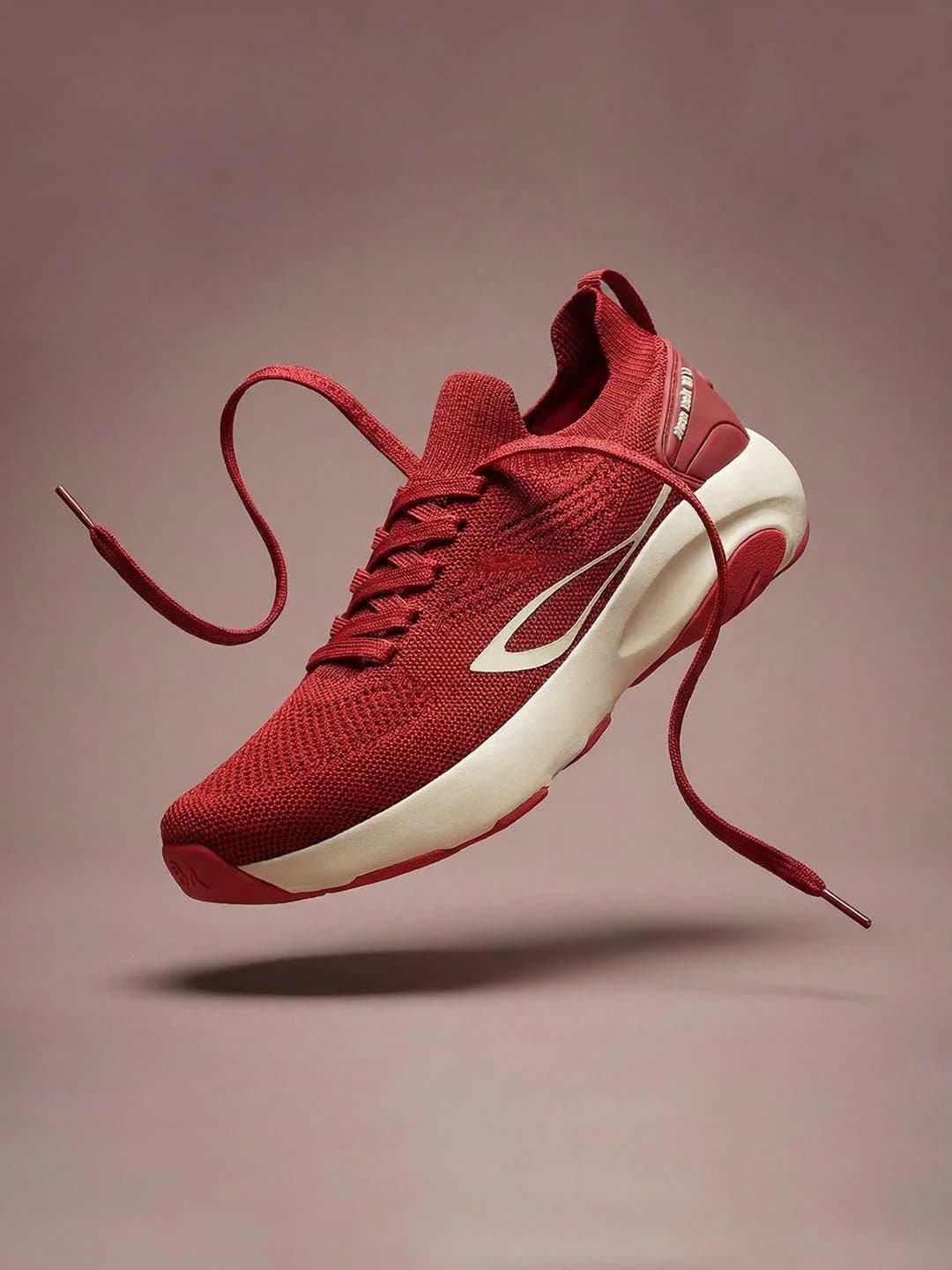Unisex Red Casual Flat mesh Round Toe Sneakers