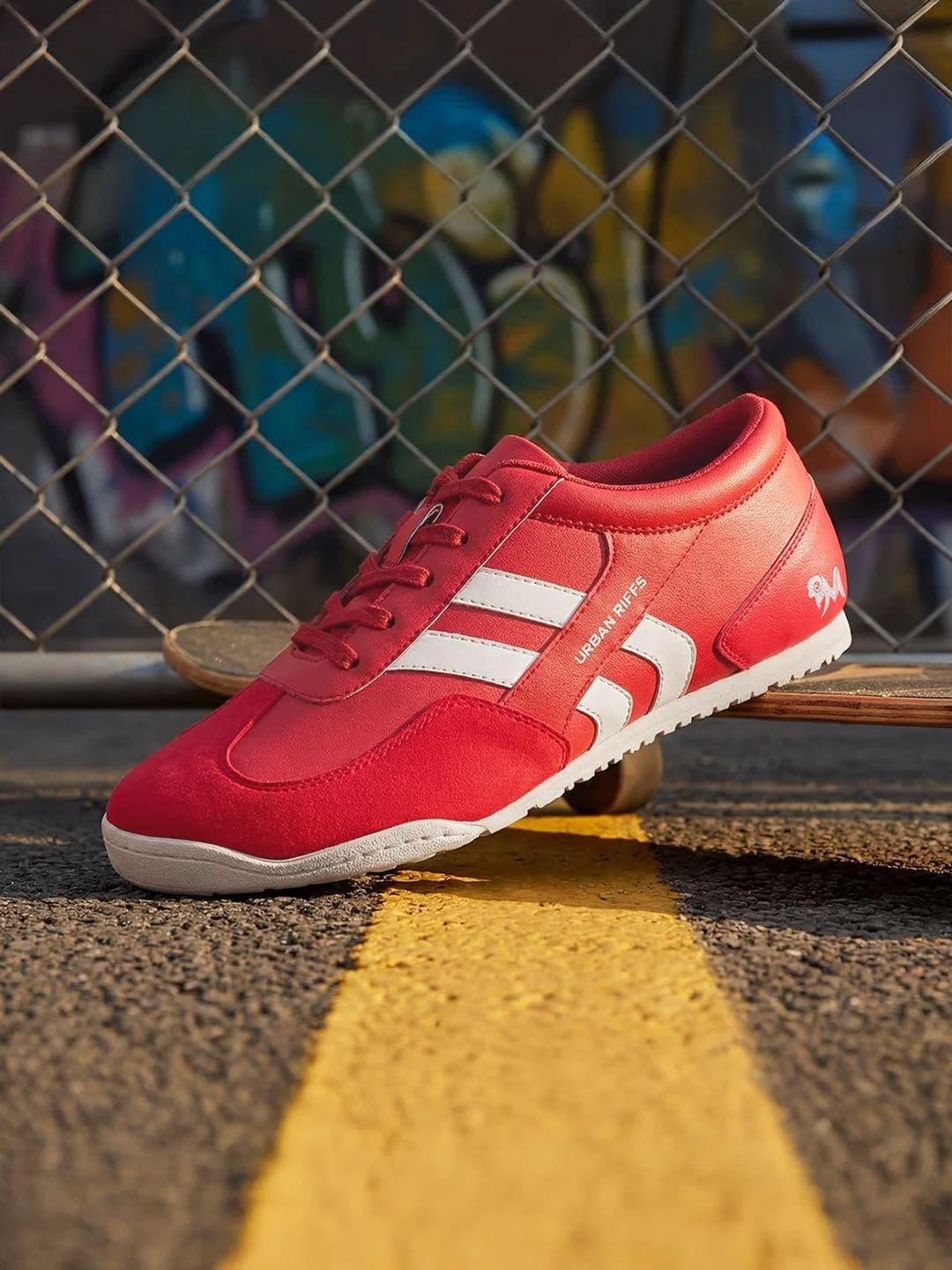 Unisex Red Casual Flat Knitted Round Toe Walking Sneakers