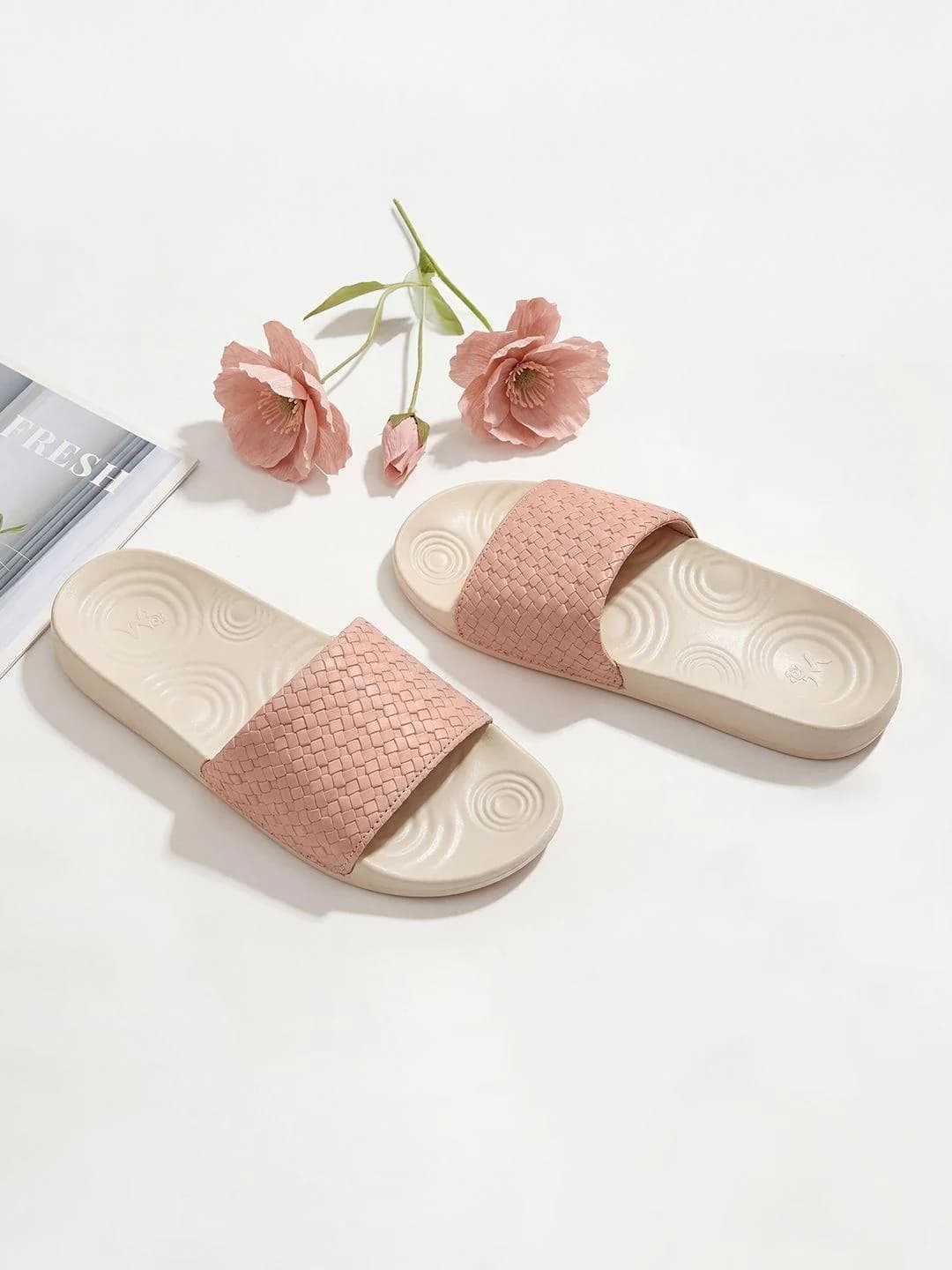 Women's Pink Casual Flat Polyurethane Round Toe Slides